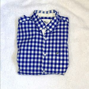 Lacoste Shirt Size 40 Medium Blue/White Gingham